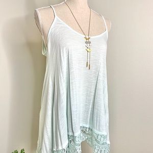 Beautiful Hi Low Mint Green Shirt - M